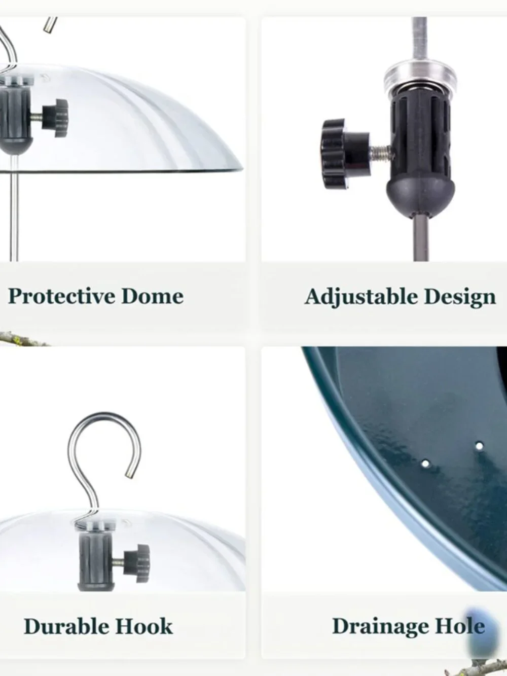 Outdoor Adjustable Platform Bird Feeder with Clear Dome(1 Pack)
